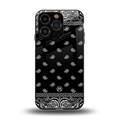 paisley black back phone cover | glass case for iphone 15 pro