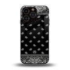 paisley black back phone cover | glass case for iphone 15 pro