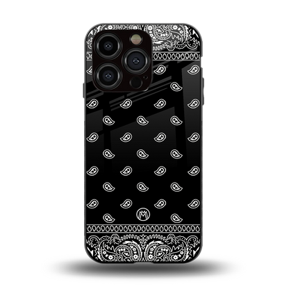 paisley black back phone cover | glass case for iphone 14 pro