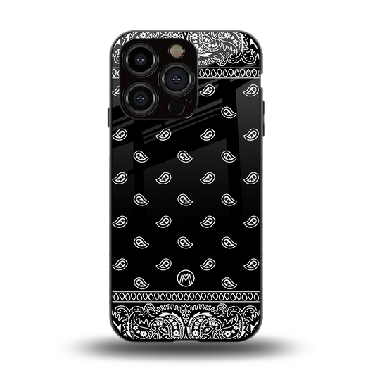 paisley black back phone cover | glass case for iphone 14 pro