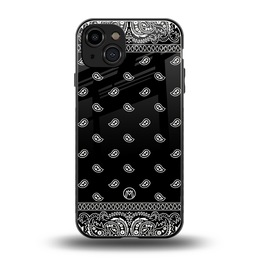 paisley black back phone cover | glass case for iphone 15