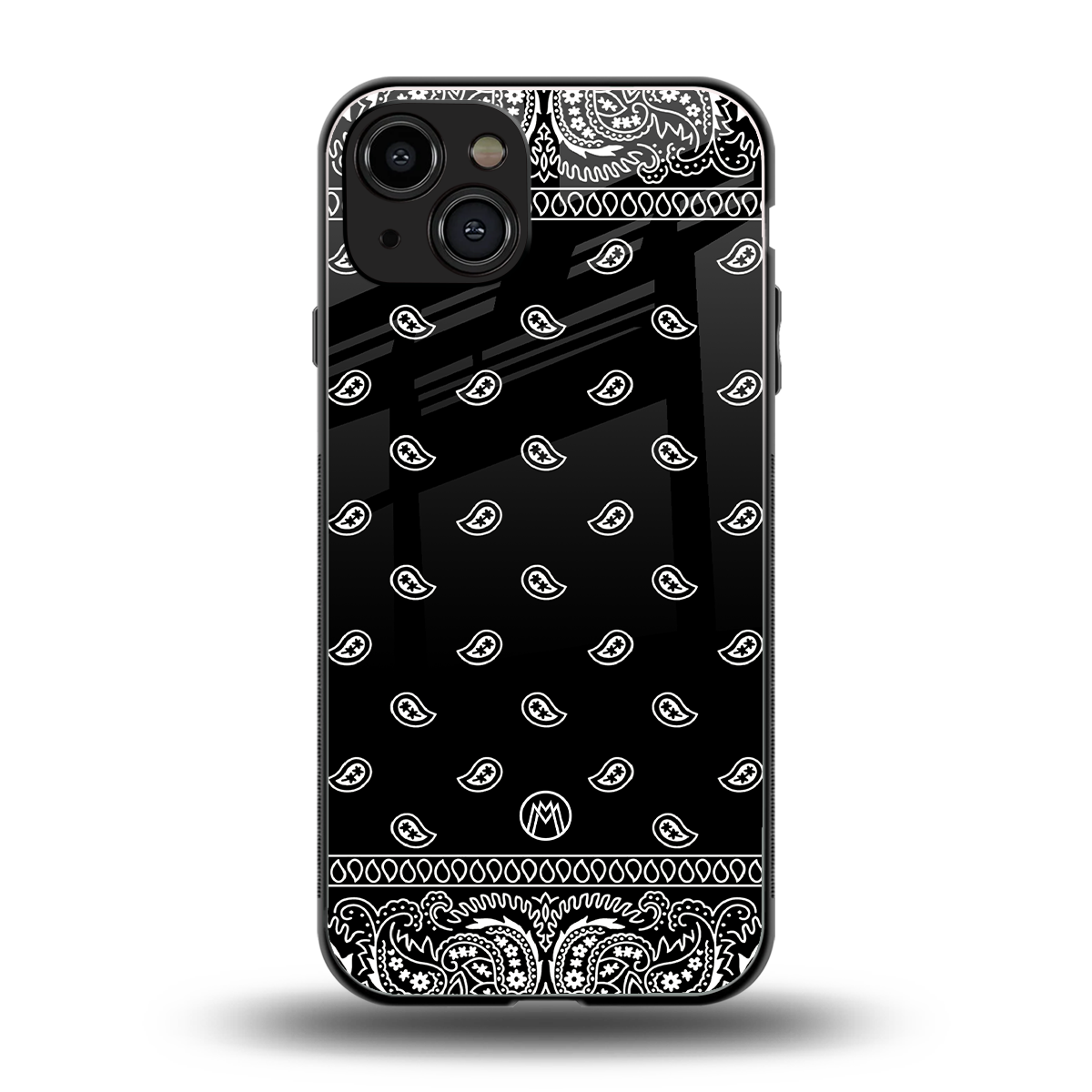 paisley black back phone cover | glass case for iphone 15