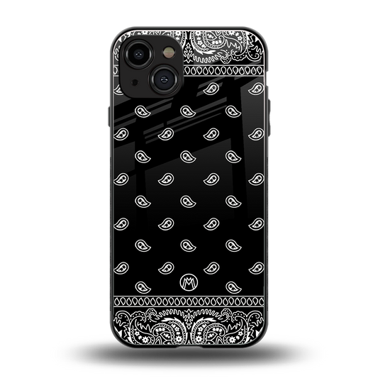 paisley black back phone cover | glass case for iphone 15