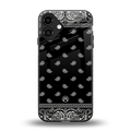 paisley black back phone cover | glass case for iphone 16 plus