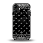 paisley black back phone cover | glass case for iphone 16 plus