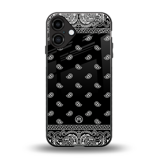 paisley black back phone cover | glass case for iphone 16 plus