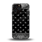 paisley black back phone cover | glass case for iphone 16 pro max