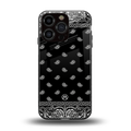 paisley black back phone cover | glass case for iphone 16 pro