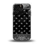 paisley black back phone cover | glass case for iphone 16 pro