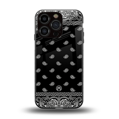 paisley black back phone cover | glass case for iphone 16 pro