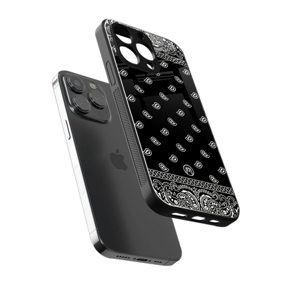 paisley black back phone cover | glass case for iphone 16 pro