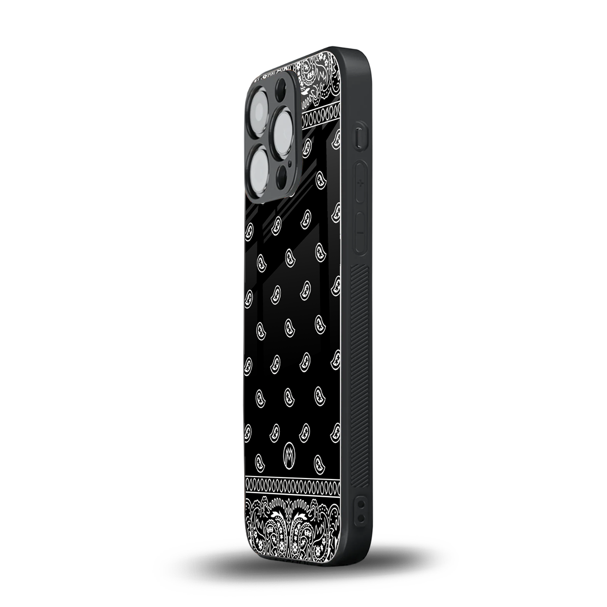 paisley black back phone cover | glass case for iphone 16 pro