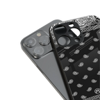 paisley black back phone cover | glass case for iphone 16 pro max