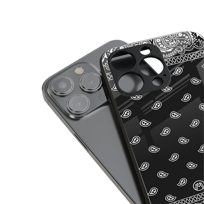 paisley black back phone cover | glass case for iphone 14 pro max