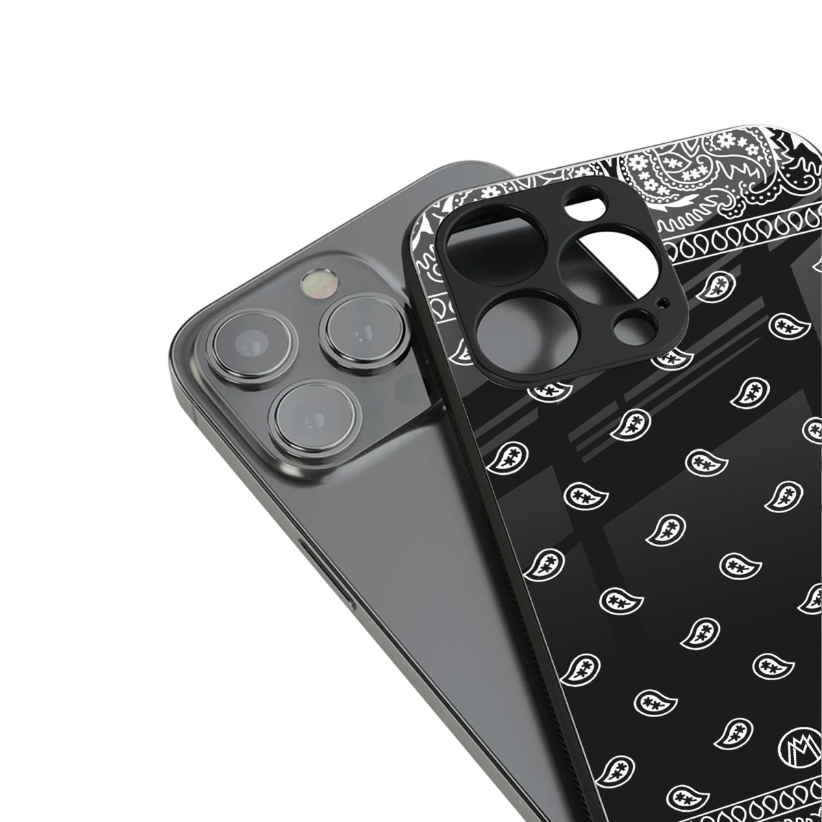 paisley black back phone cover | glass case for iphone 15 plus
