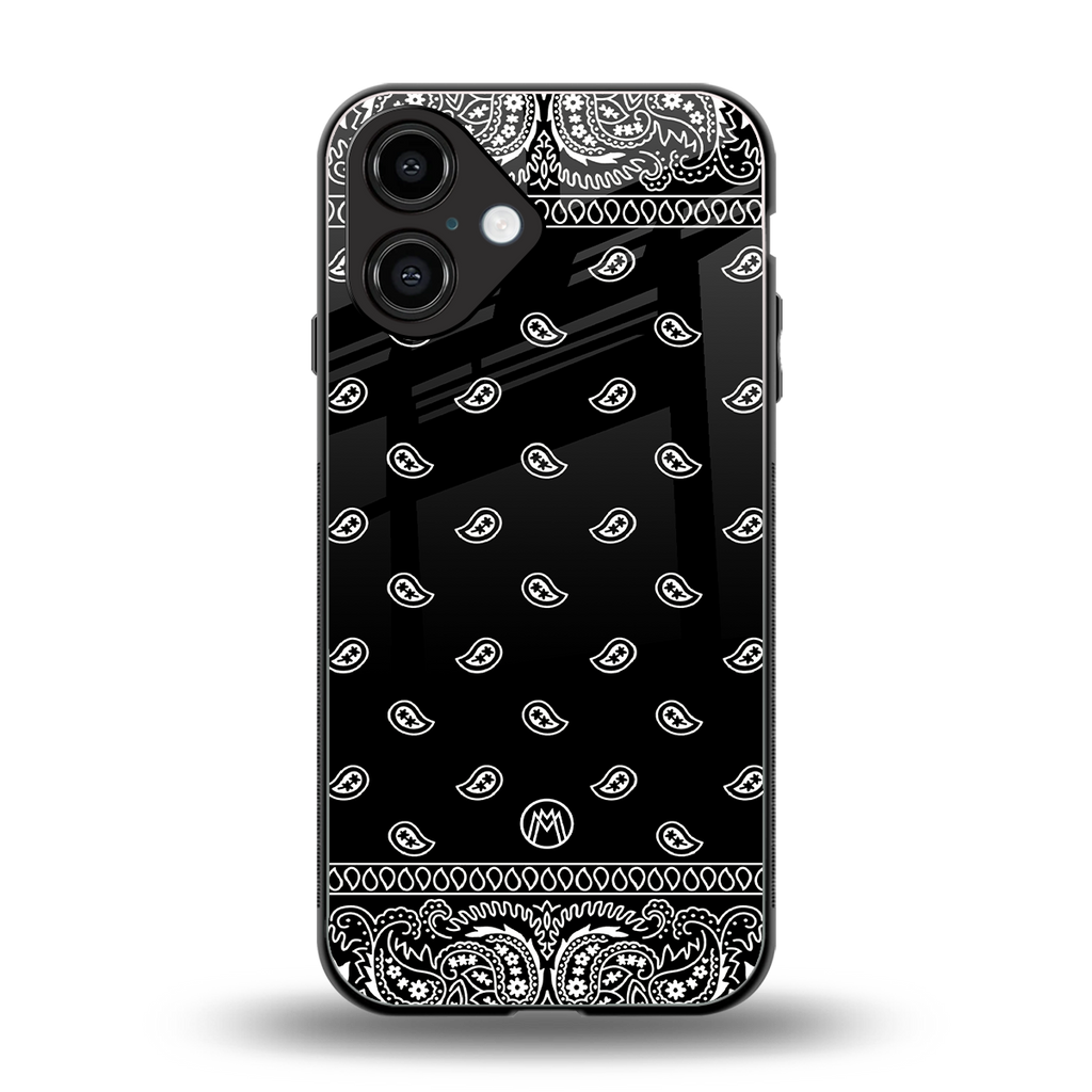 paisley black back phone cover | glass case for iphone 16