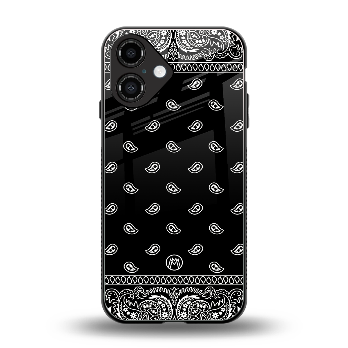 paisley black back phone cover | glass case for iphone 16