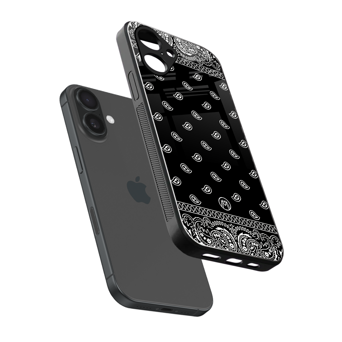 paisley black back phone cover | glass case for iphone 16