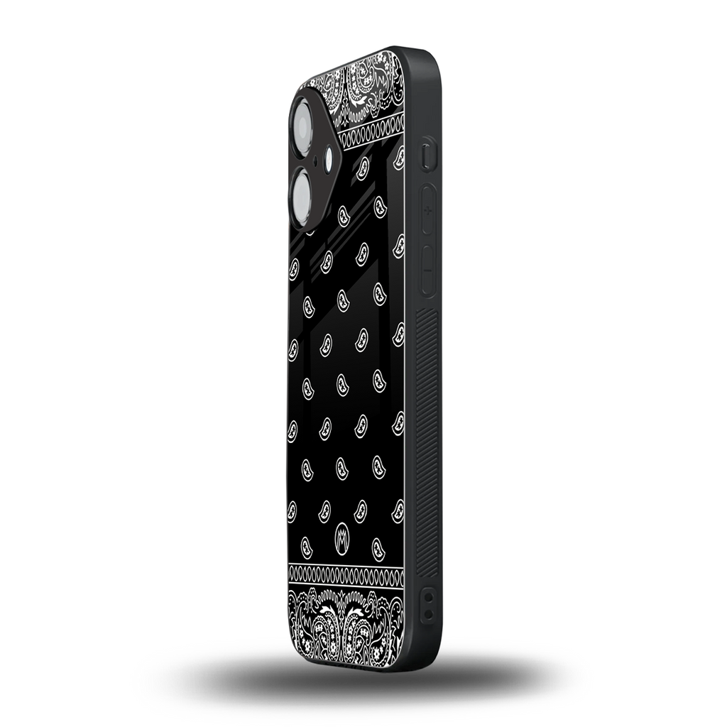 paisley black back phone cover | glass case for iphone 16
