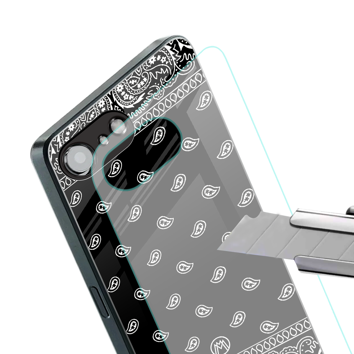 paisley black back phone cover | glass case for iphone 16e