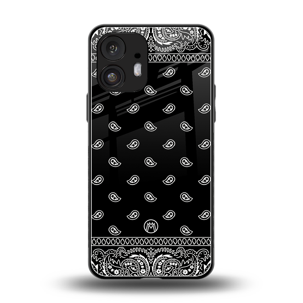 paisley black back phone cover | glass case for nothing phone 2