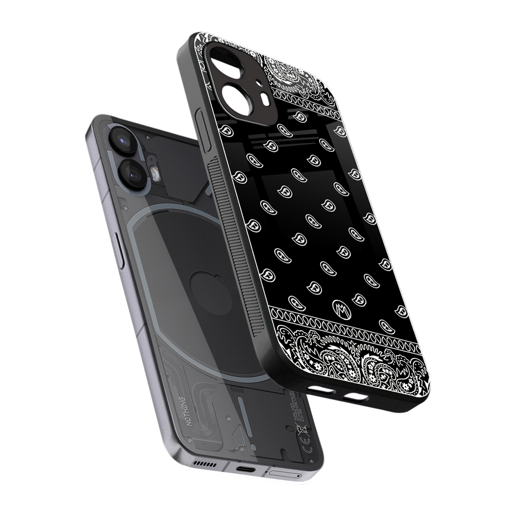paisley black back phone cover | glass case for nothing phone 2