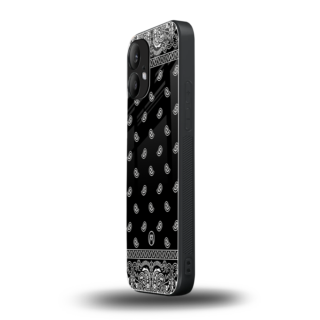 paisley black back phone cover | glass case for nothing phone 2