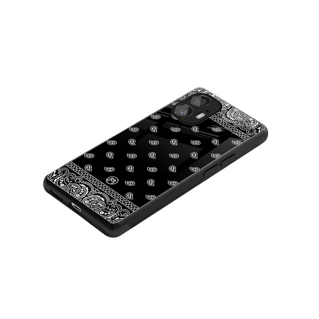 paisley black back phone cover | glass case for nothing phone 2