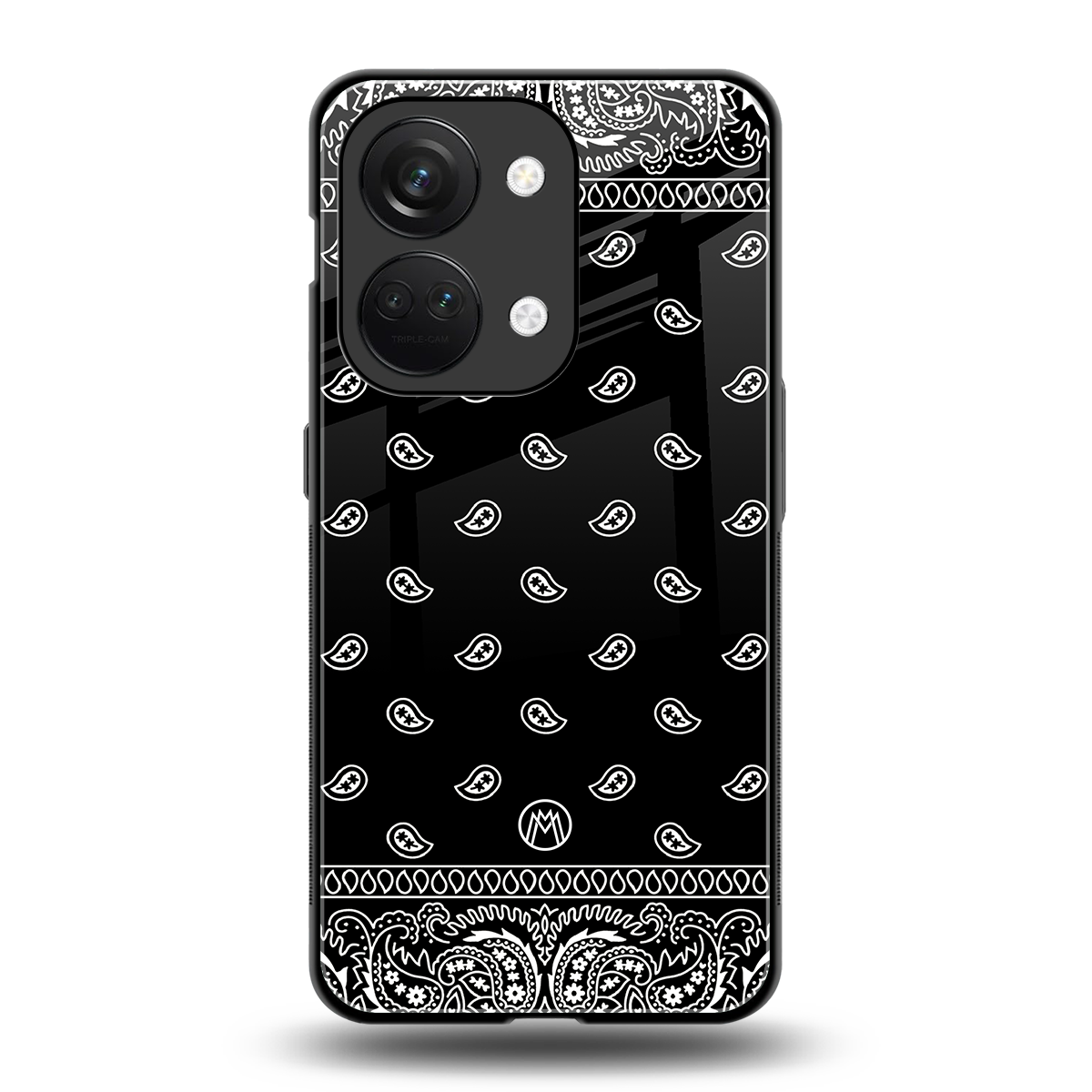 paisley black back phone cover | glass case for oneplus nord 3