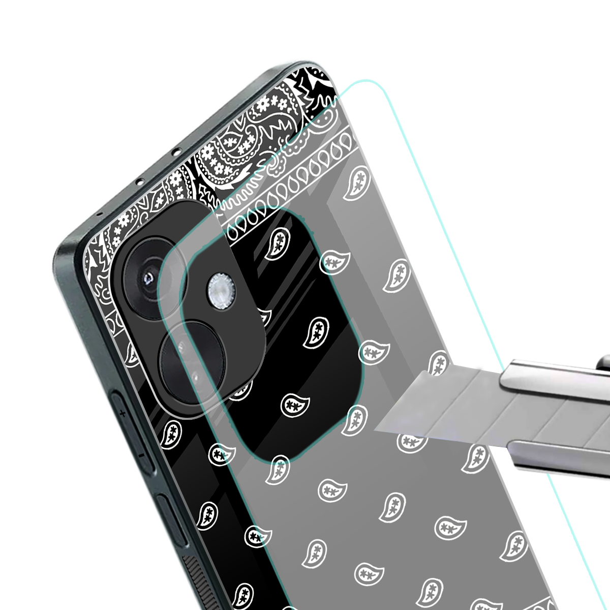 paisley black back phone cover | glass case for oneplus nord ce 3