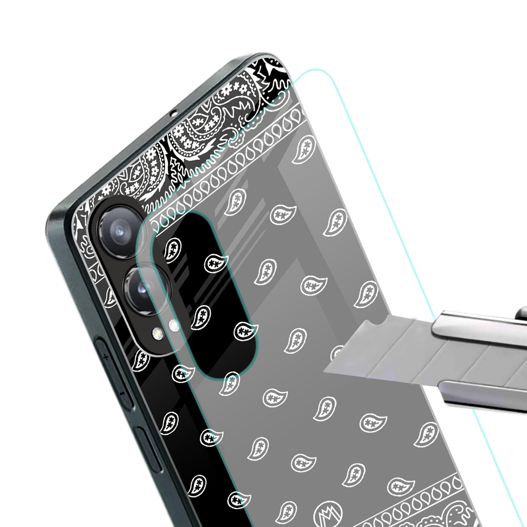 paisley black back phone cover | glass case for oneplus nord ce 4 lite