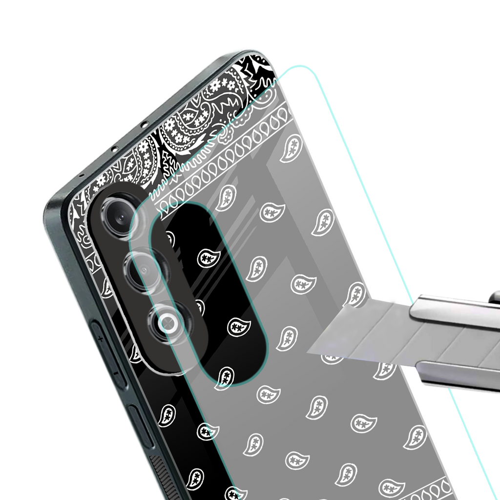 paisley black back phone cover | glass case for oneplus nord ce 4