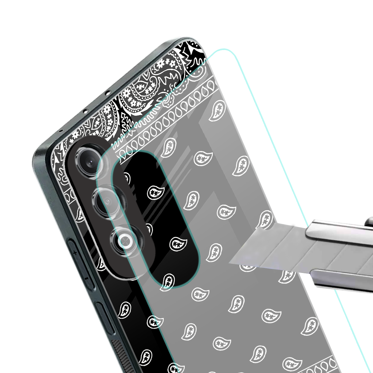 paisley black back phone cover | glass case for oneplus nord ce 4