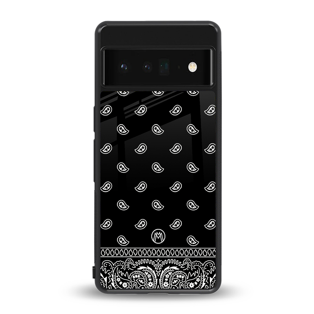 paisley black back phone cover | glass case for google pixel 6 pro
