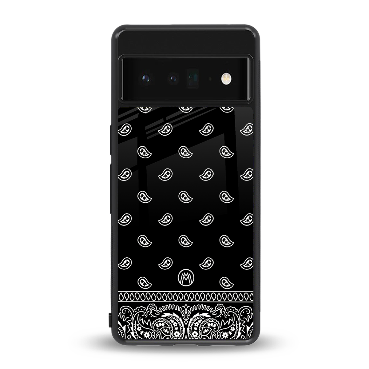 paisley black back phone cover | glass case for google pixel 6 pro