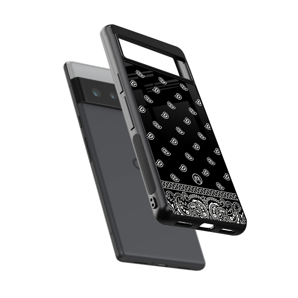paisley black back phone cover | glass case for google pixel 6 pro