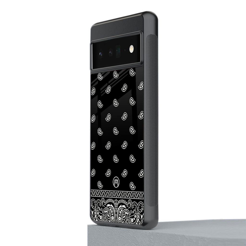 paisley black back phone cover | glass case for google pixel 6 pro