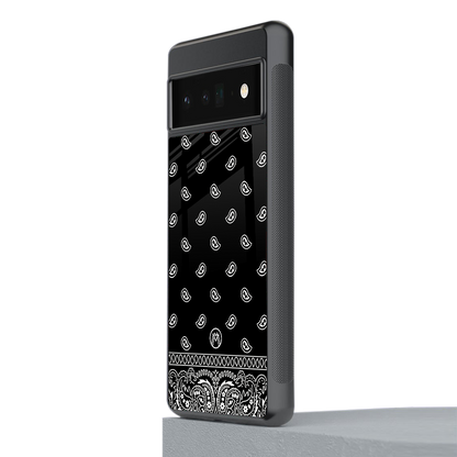 paisley black back phone cover | glass case for google pixel 6 pro