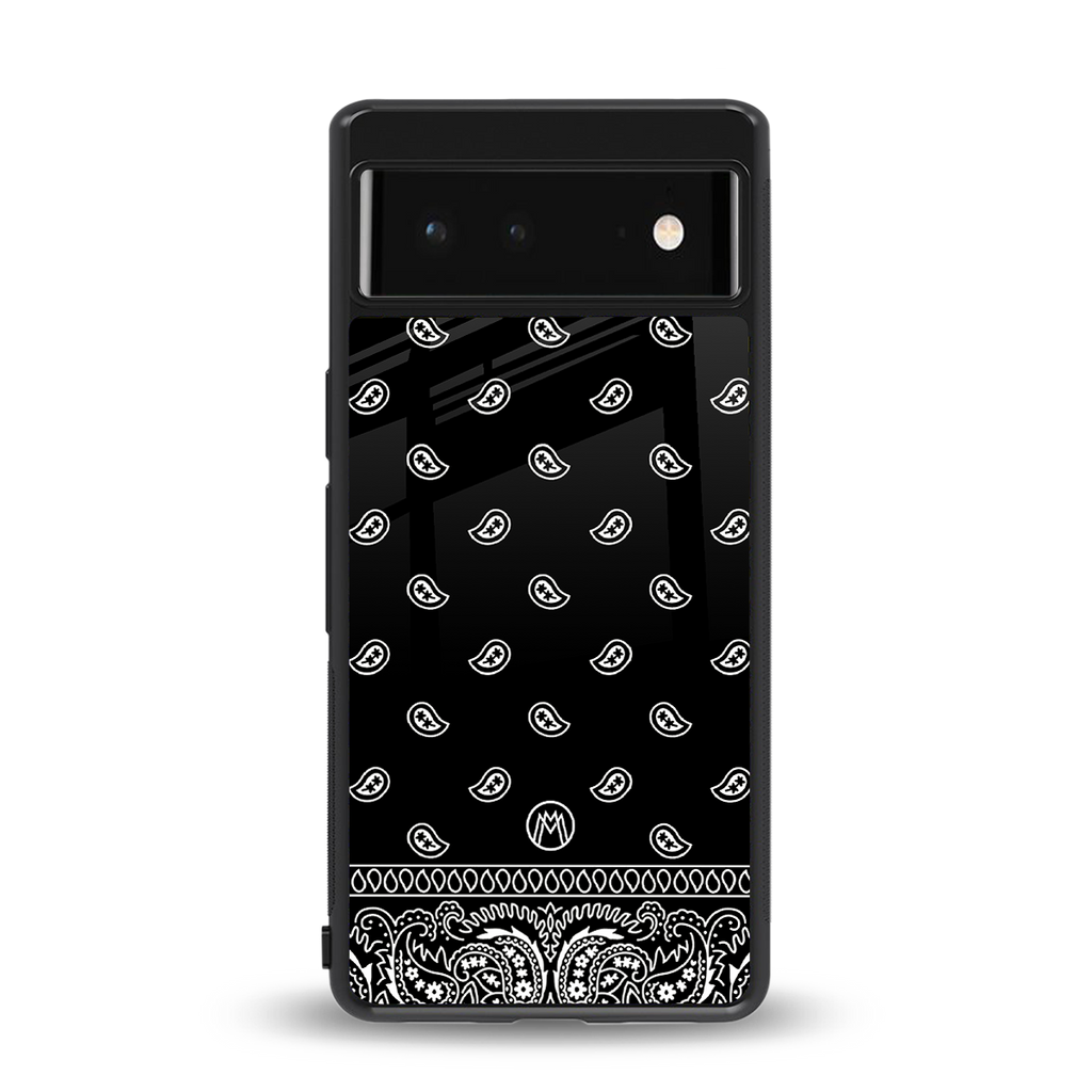 paisley black back phone cover | glass case for google pixel 6