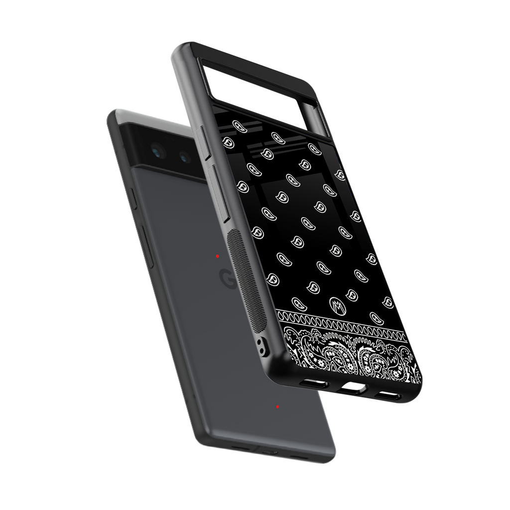 paisley black back phone cover | glass case for google pixel 6
