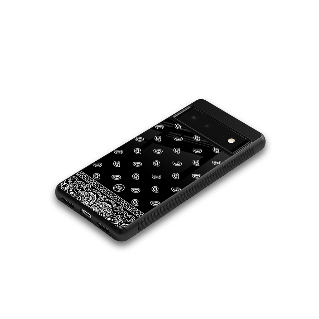 paisley black back phone cover | glass case for google pixel 6
