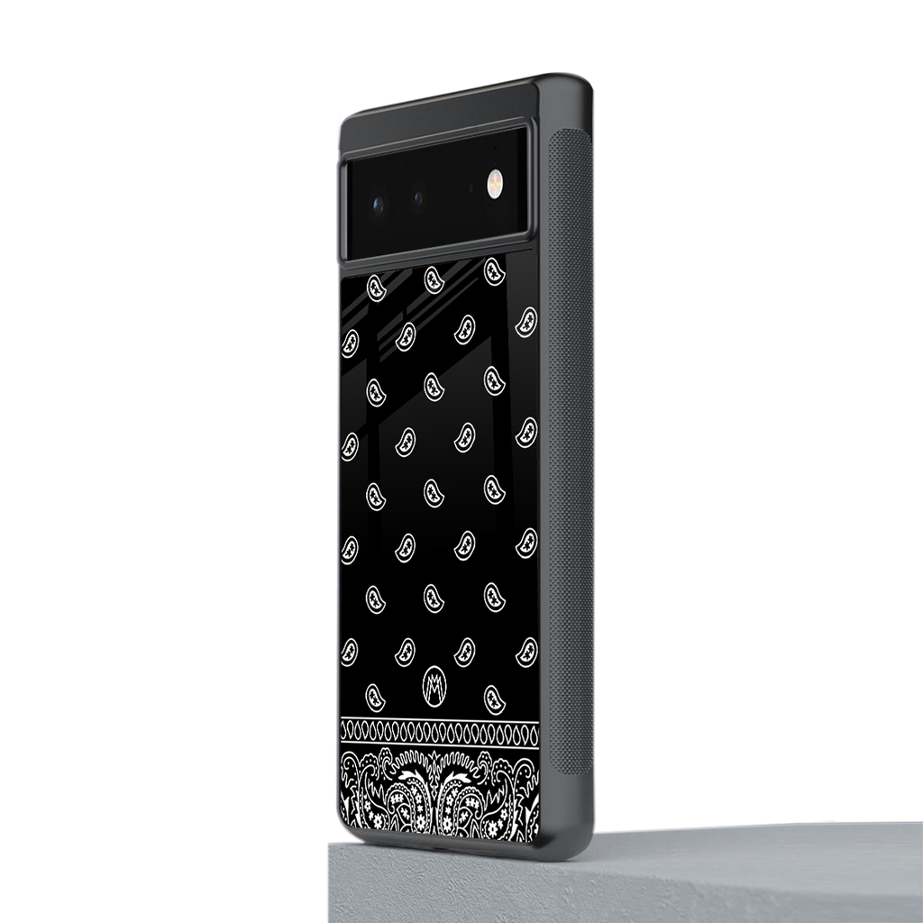 paisley black back phone cover | glass case for google pixel 6