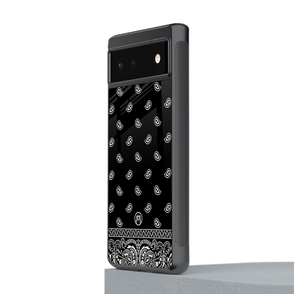 paisley black back phone cover | glass case for google pixel 6