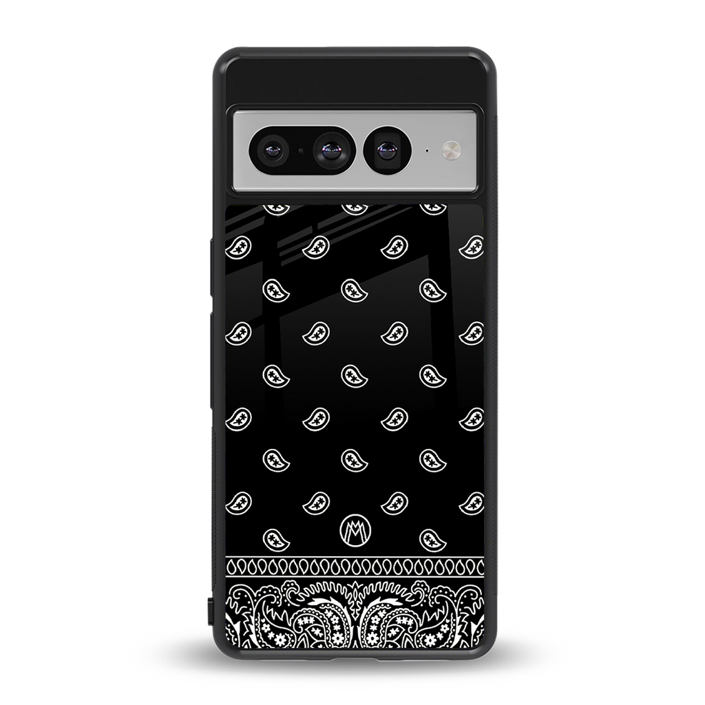 paisley black back phone cover | glass case for google pixel 7 pro