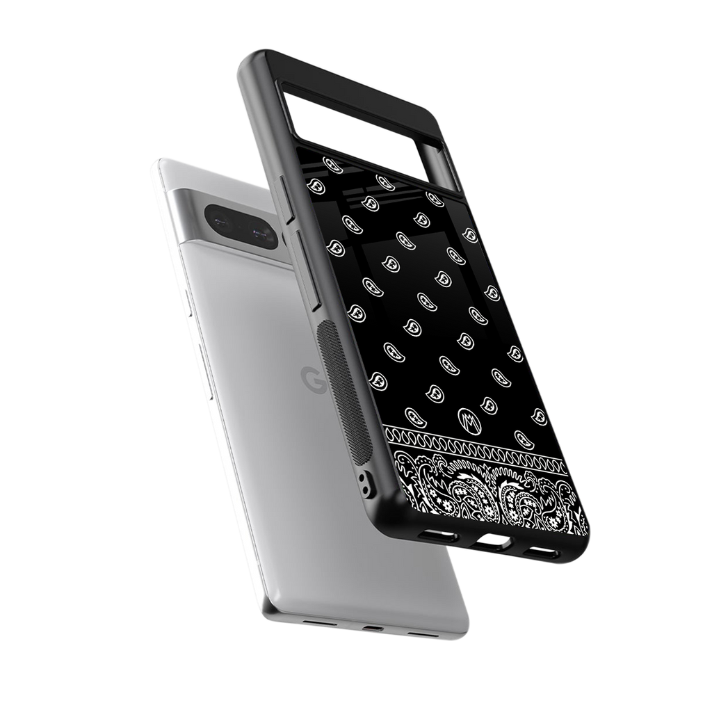 paisley black back phone cover | glass case for google pixel 7 pro