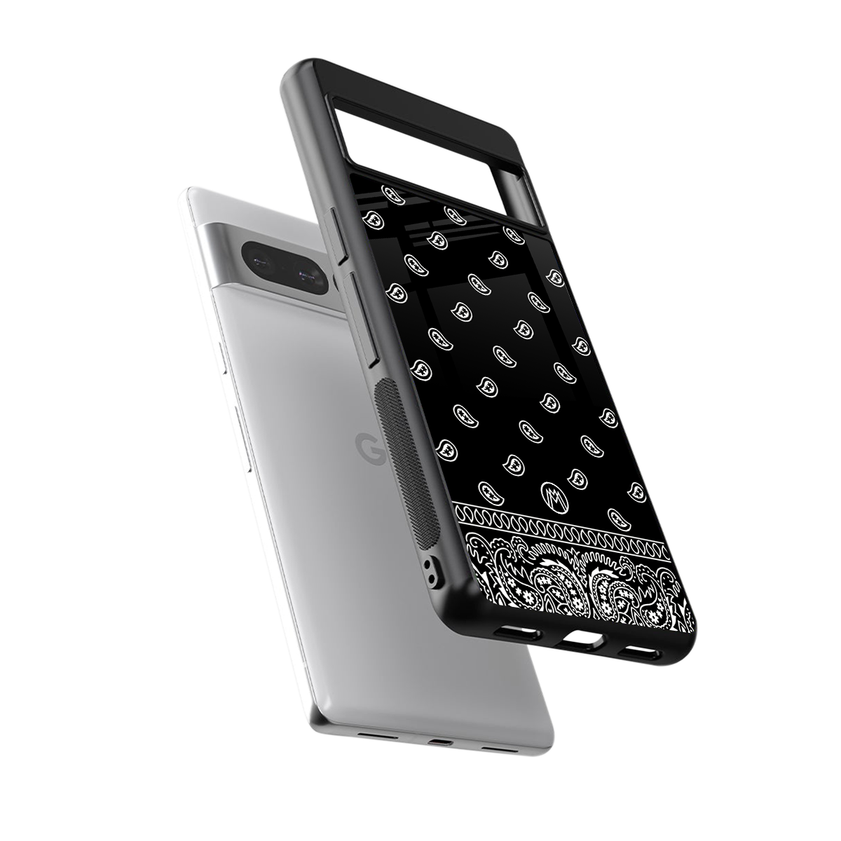 paisley black back phone cover | glass case for google pixel 7 pro