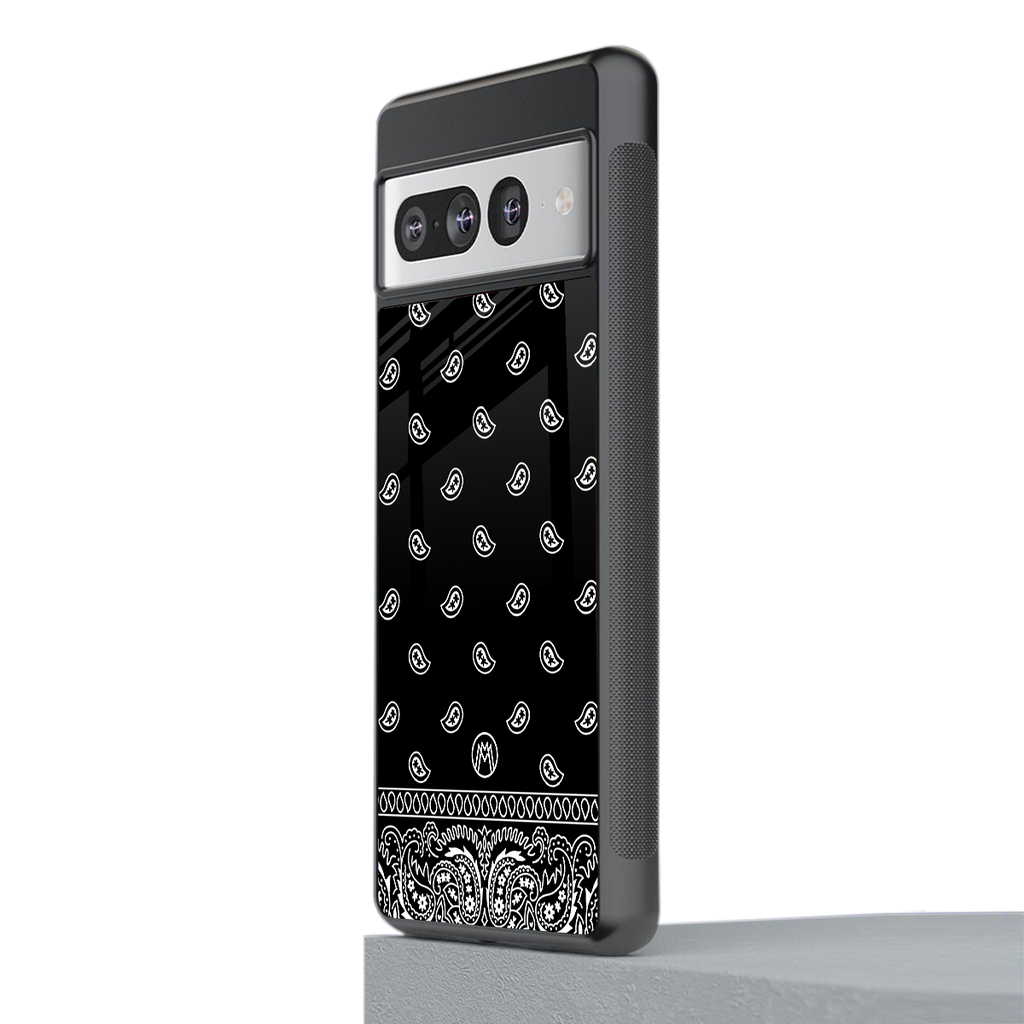 paisley black back phone cover | glass case for google pixel 7 pro