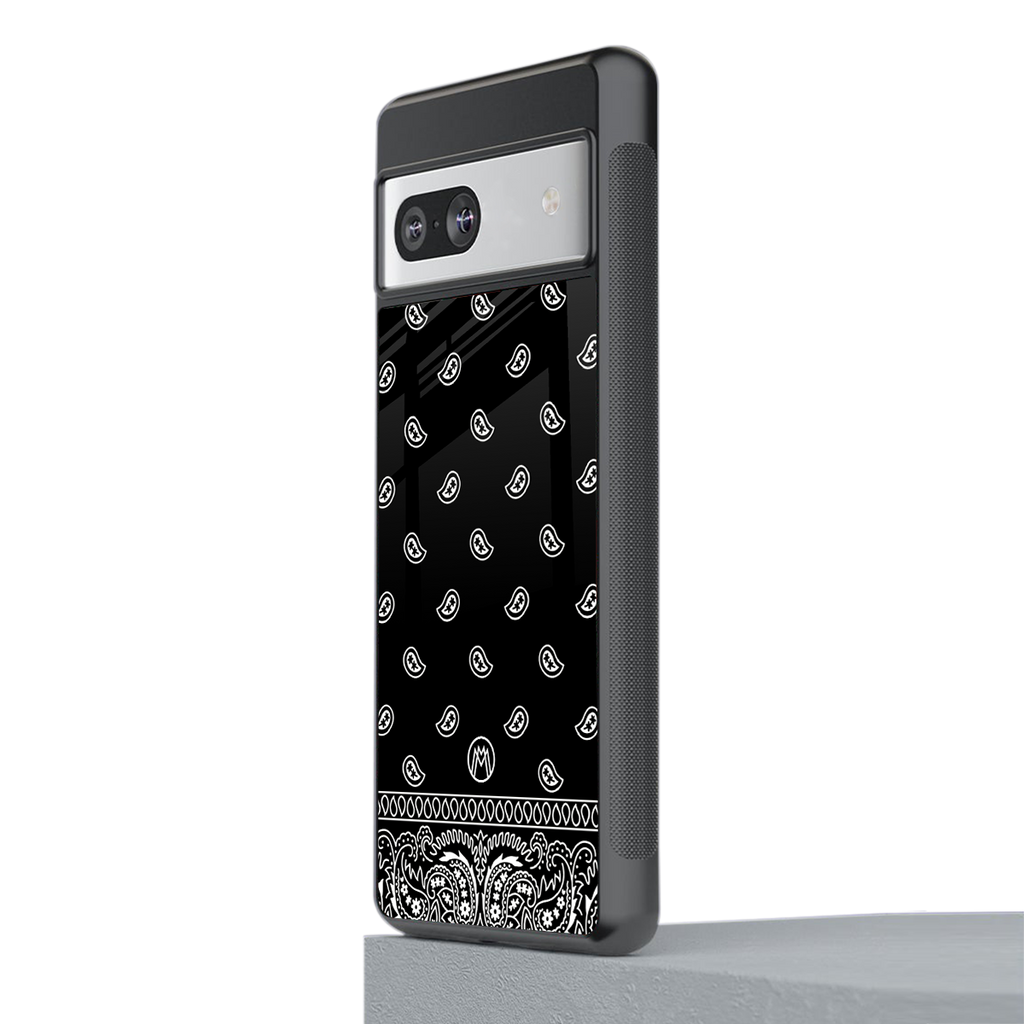 paisley black back phone cover | glass case for Google Pixel 7A