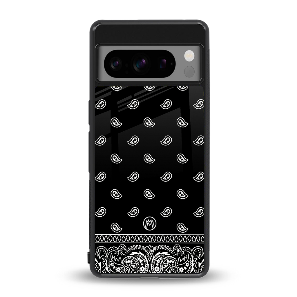 paisley black back phone cover | glass case for google pixel 8 pro