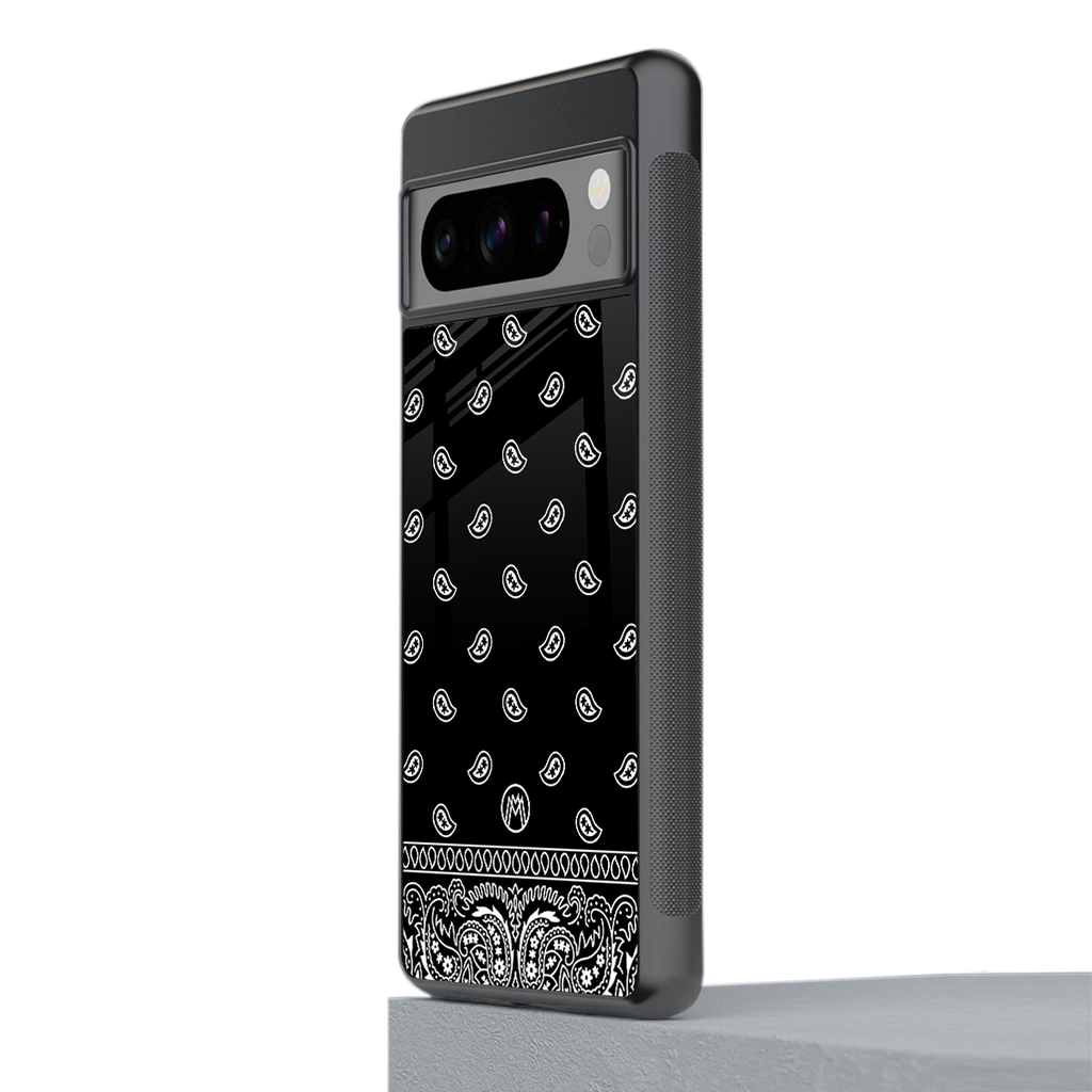 paisley black back phone cover | glass case for google pixel 8 pro